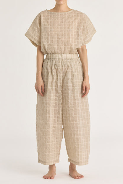 RIPPLE FINISH WIDE PANTS / BEIGE
