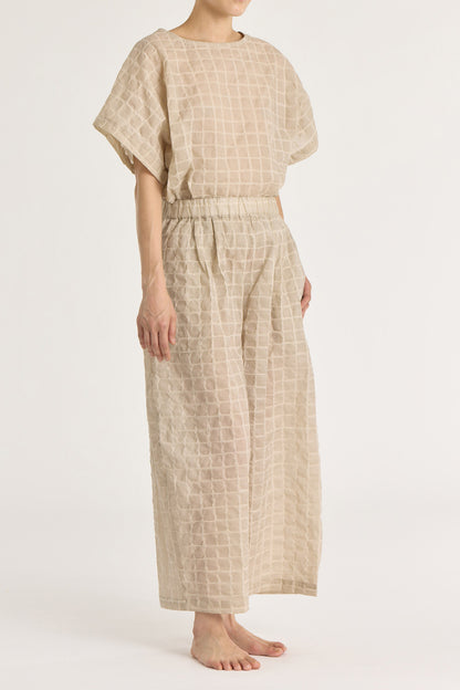 RIPPLE FINISH WIDE PANTS / BEIGE