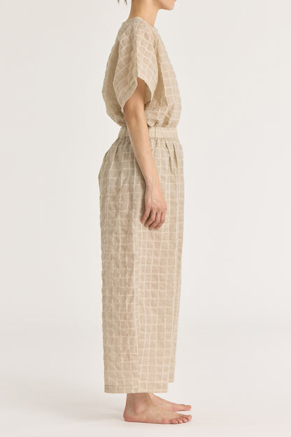 RIPPLE FINISH WIDE PANTS / BEIGE