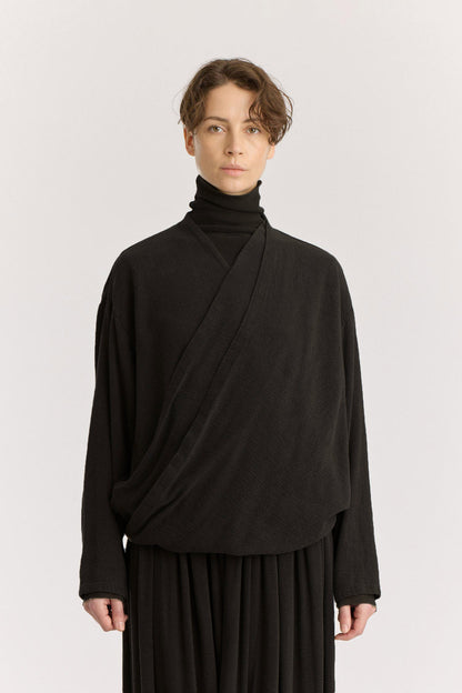 DRAPY SHIRTS / BLACK / RC-DPS01 (CONTRASTED STITCHES)