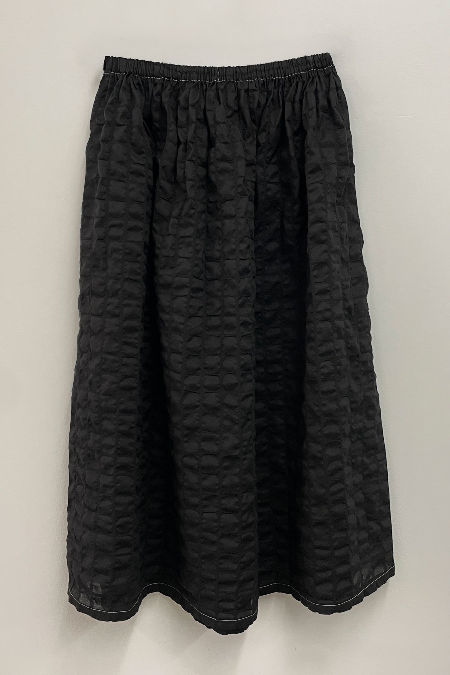 RIPPLE FINISH SKIRT / BLACK / RC-SK19 (CONTRASTED STITCHES)