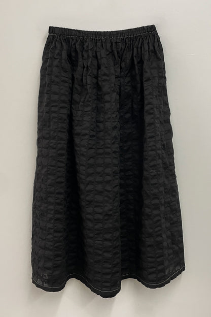 RIPPLE FINISH SKIRT / BLACK / RC-SK19 (CONTRASTED STITCHES)