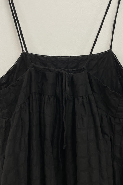 RIPPLE FINISH STRAP DRESS / BLACK / RC-STD17 (with contrasted stitches)