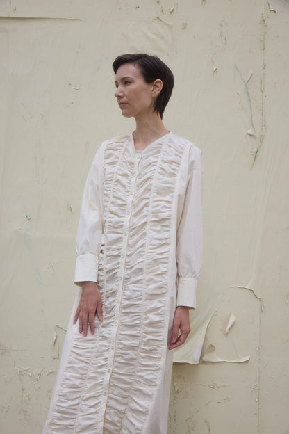 RUFFLED DRESS / IVORY / CK-FRD06