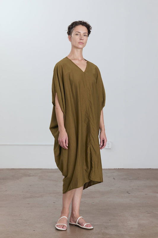 DRAPED DRESS / DK. OLIVE