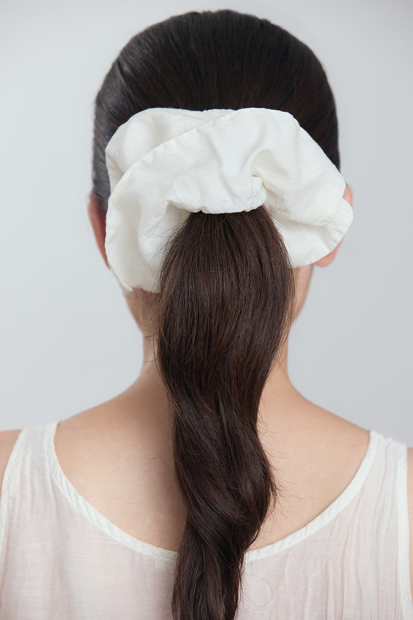 SQUARE SILK COTTON SCRUNCHIES / WHITE