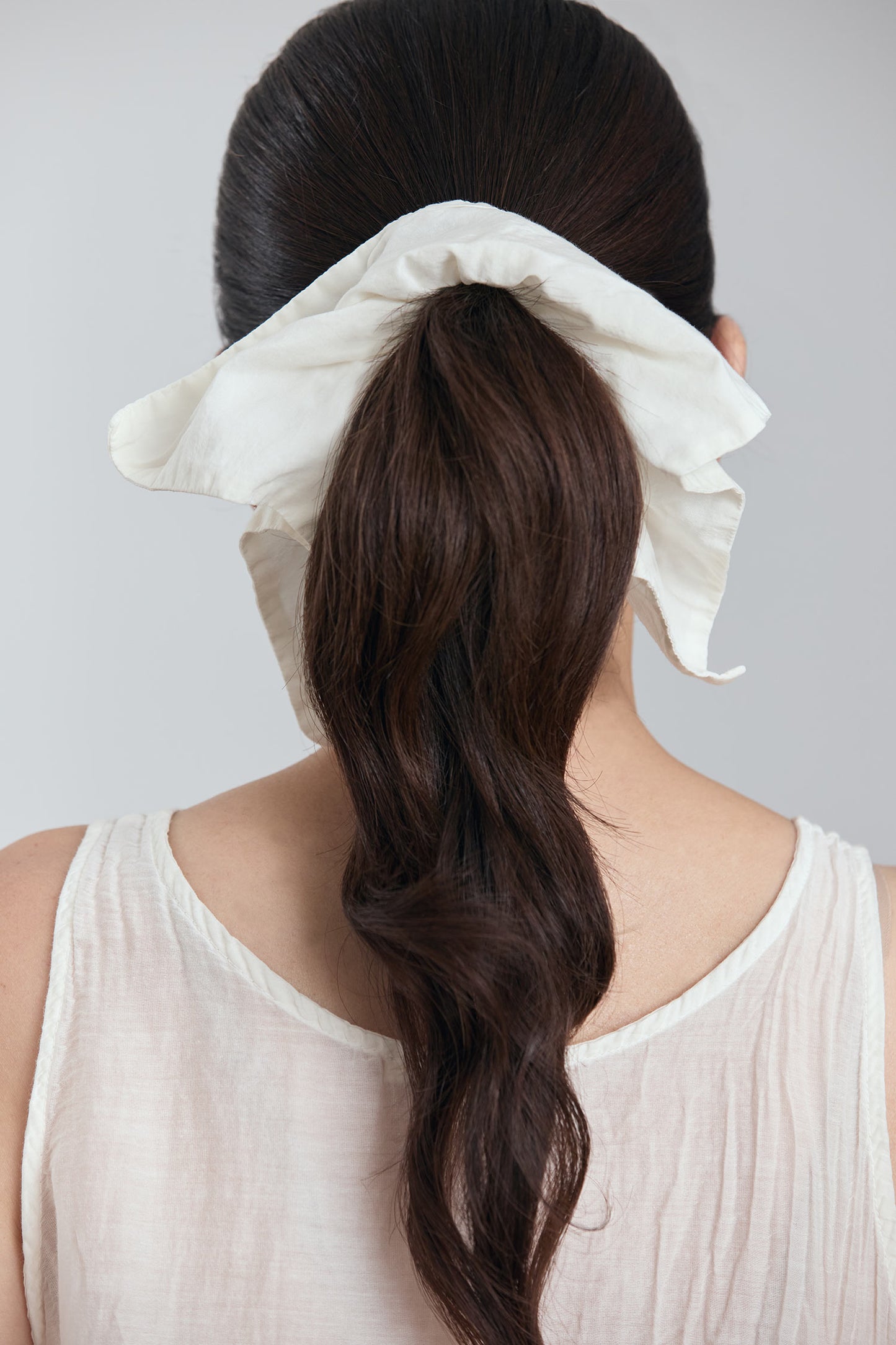 SQUARE SILK COTTON SCRUNCHIES / WHITE