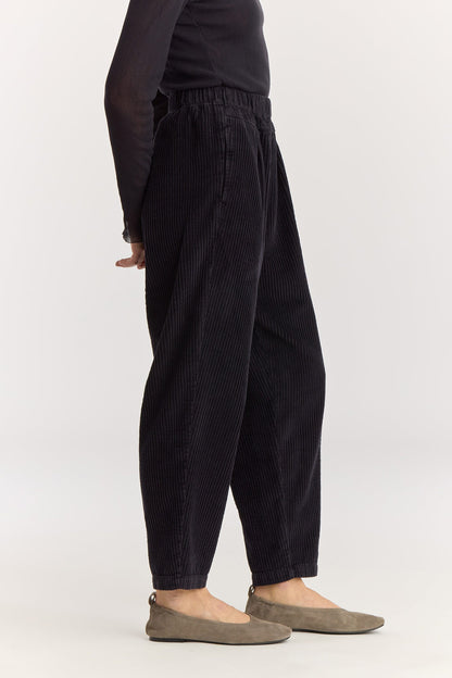 CARPENTER PANTS / DK. navy
Tapered legs
Elasticized waistband
Front creased box pleats
Side seam pockets
Soft wide corduroy
100% Cotton
Cold machine or hand wash, tumble dry low or dry flat, no bleach
Style Number: WC-NCP13
Loose fit
Please note that there are slight spec differences per color due to garment dye.
Relaxed fit
Made in USA