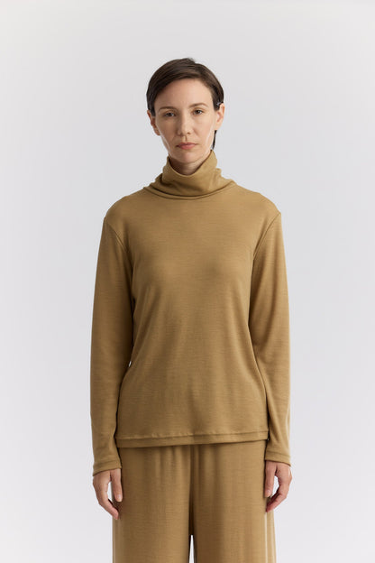 WASHABLE WOOL TURTLE NECK / CAMEL / WJ-NTT12