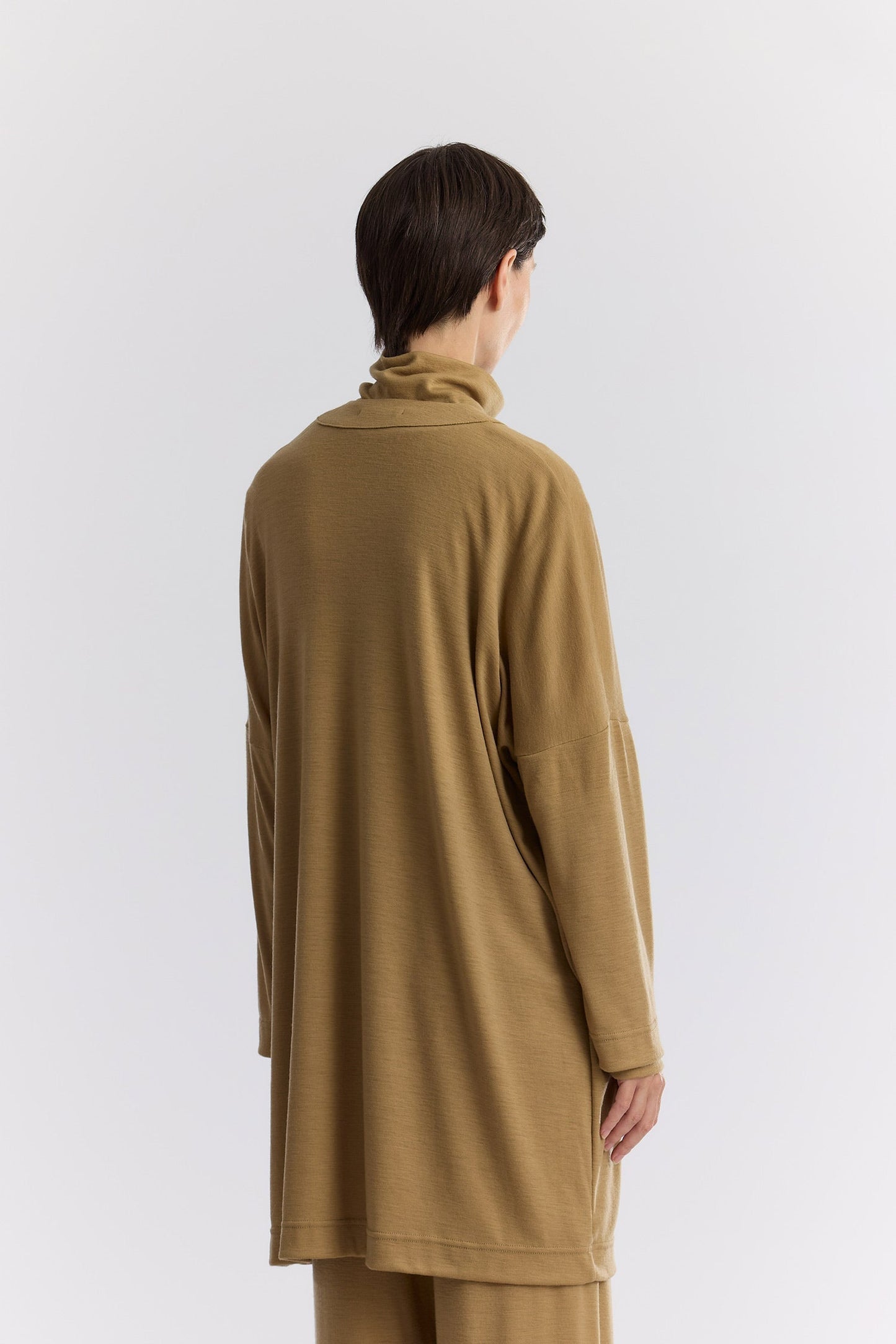 WASHABLE WOOL LONG CARDIGAN / CAMEL