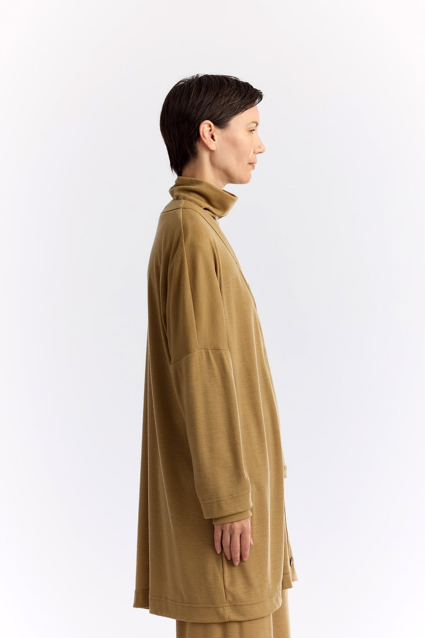 WASHABLE WOOL LONG CARDIGAN / CAMEL