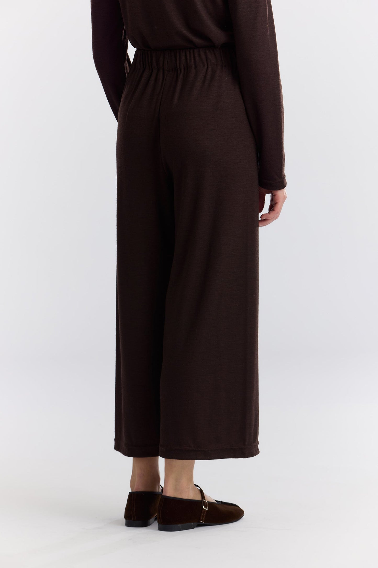 WASHABLE WOOL STRAIGHT PANTS / CACAO