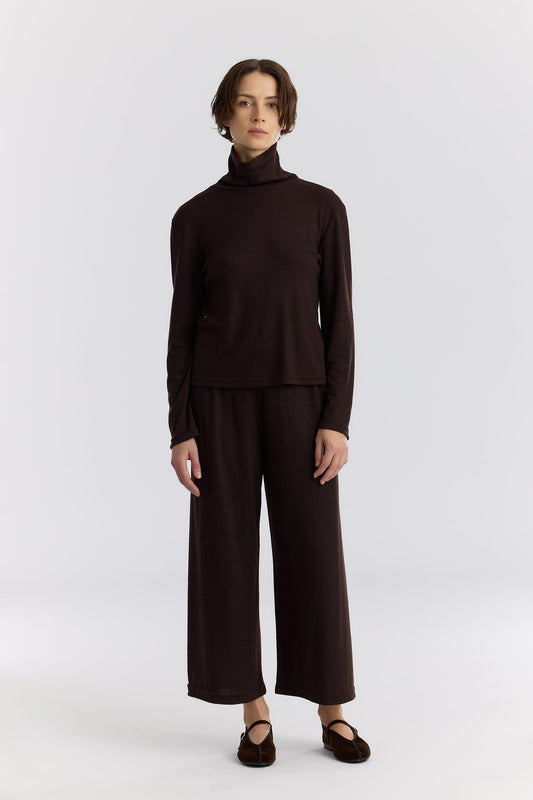 WOOL STRAIGHT PANTS / CACAO