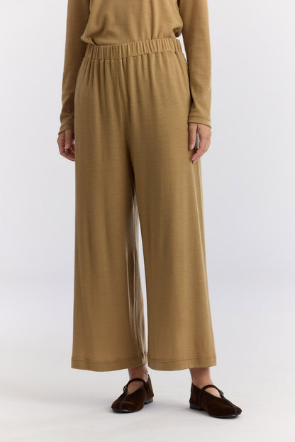 WASHABLE WOOL STRAIGHT PANTS / CAMEL / WJ-WJP11