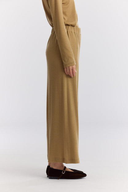 WASHABLE WOOL STRAIGHT PANTS / CAMEL / WJ-WJP11