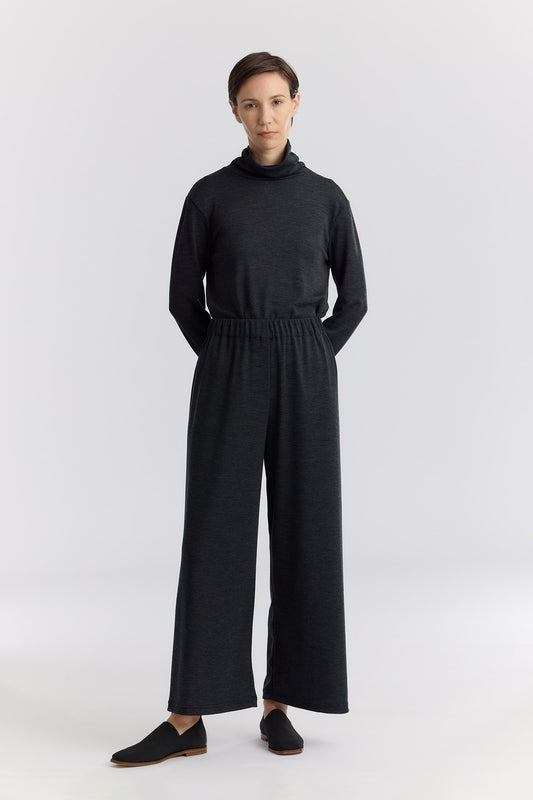 WOOL STRAIGHT PANTS / DK. GREY