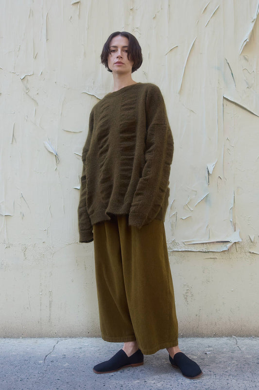 CORDUROY WIDE PANTS / DK. OLIVE