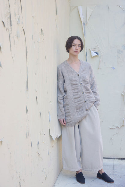 WATERFALL OVERSIZED LONG CARDIGAN / NATURL / KN-LC09