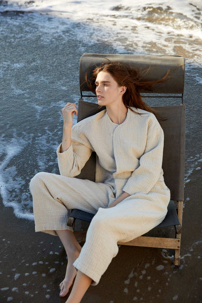 TIE JUMPSUIT / NATURAL / CL-TIJ08