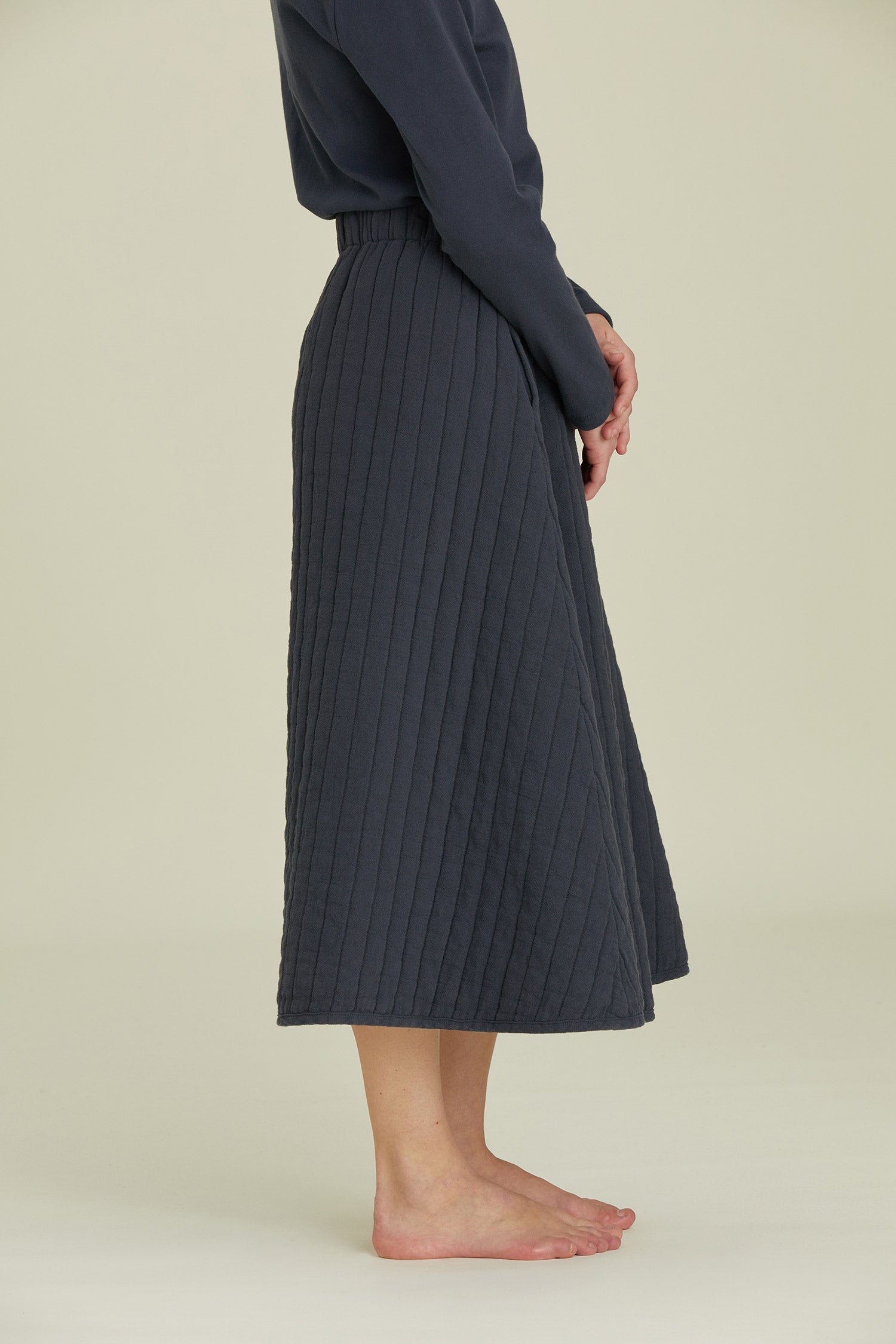 QUILTED SKIRT / DK. NAVY